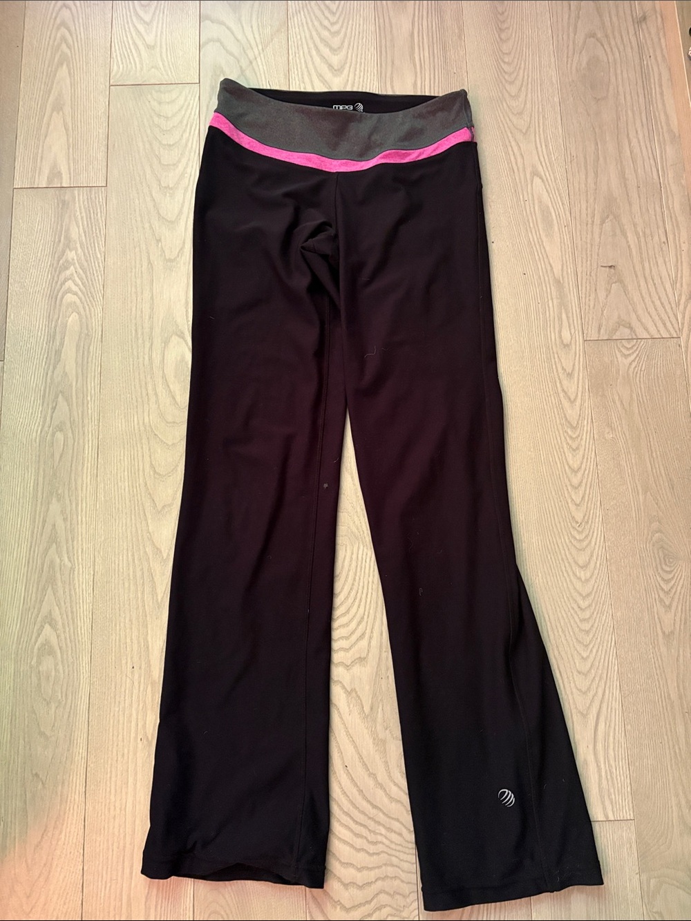 MPG Black low rise y2k flare Leggings with Pink Waistband